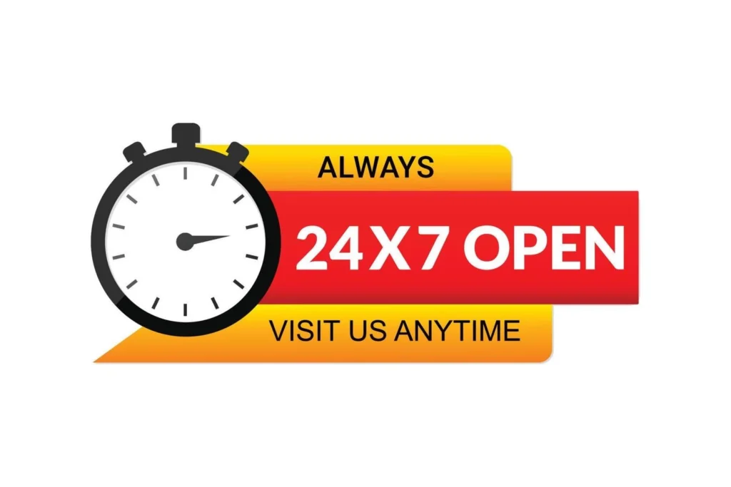 Open 24/7 — Book Any Time